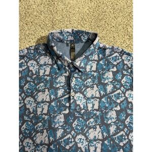 Adidas Golf Polo Shirt All Over Print Geometric Camo Blue Short‎ Sleeve Men's XL